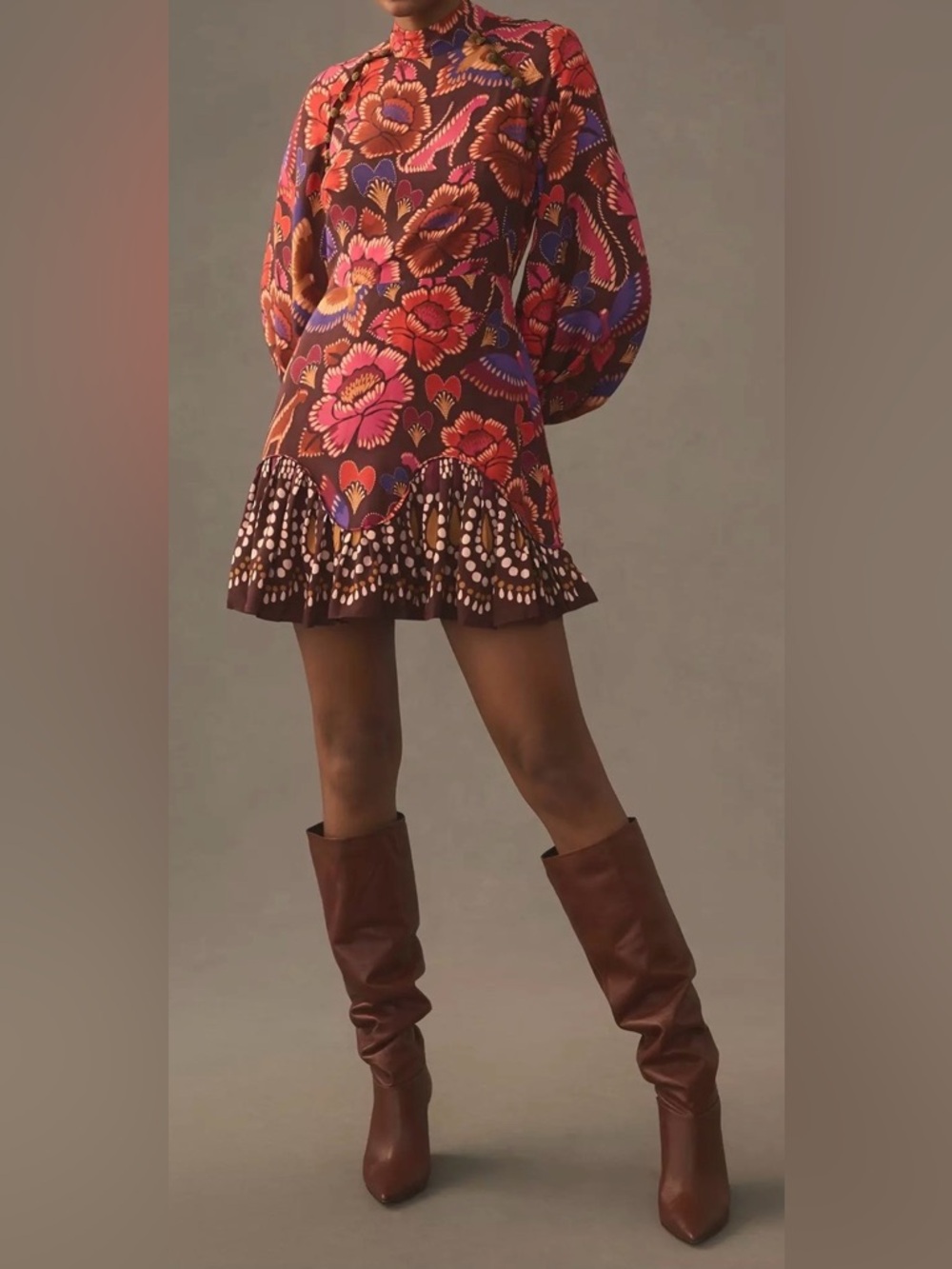 FARM Rio Flora High-Neck Mini Dress